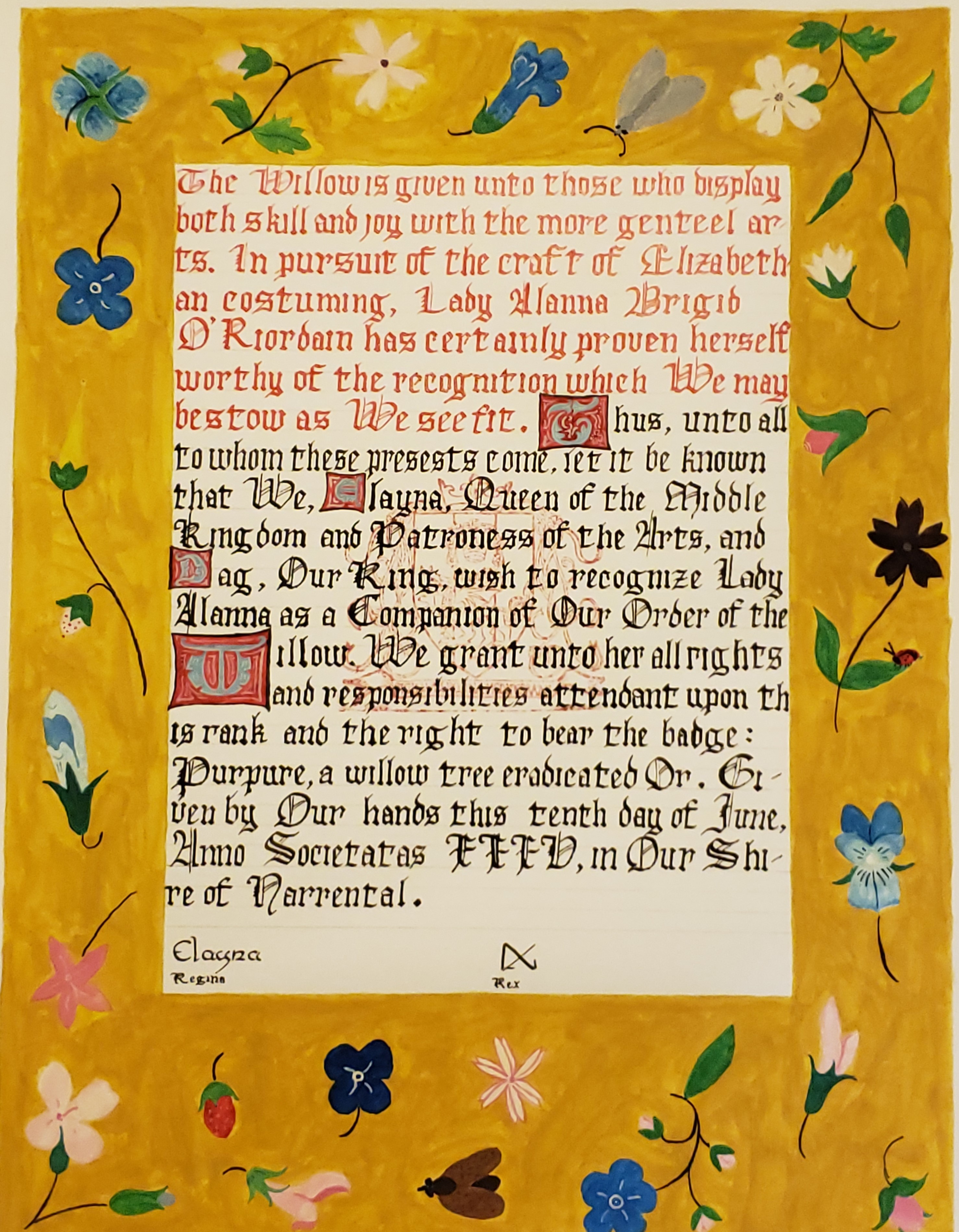 Illumination - Alainne de Reynard Calligraphy - Adam Comyn